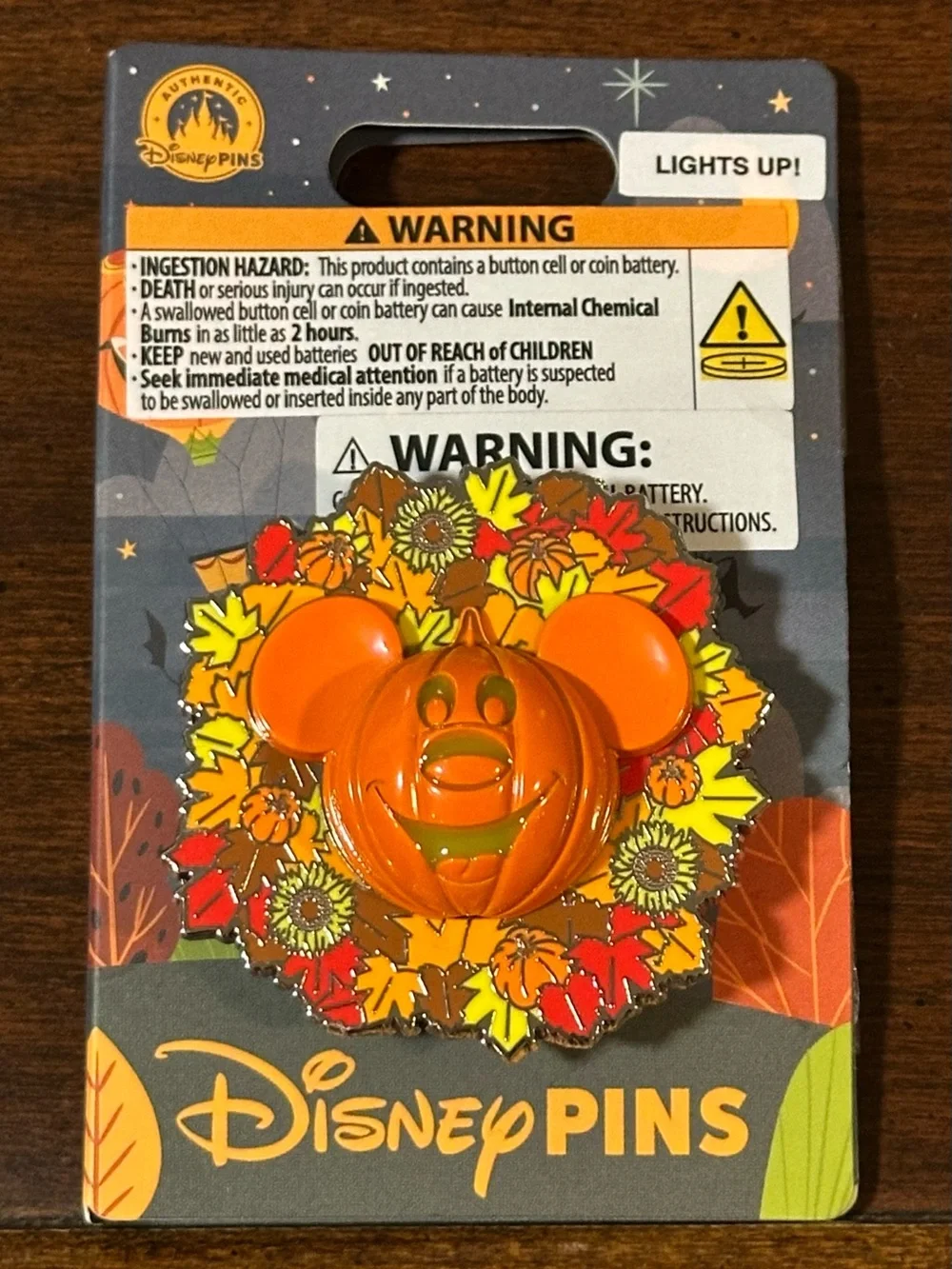*NEW TAGS* WDW Disney Parks 2026 Halloween Fall Wreath Mickey Mouse Pin LightUp